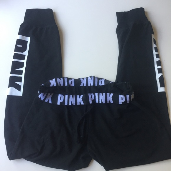 PINK Victoria's Secret Pants - Victoria's Secret Pink Black Logo Joggers M